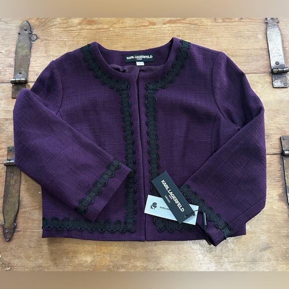 Karl Lagerfeld Deep Purple Jacket with Black Accents - Picture 1 of 7